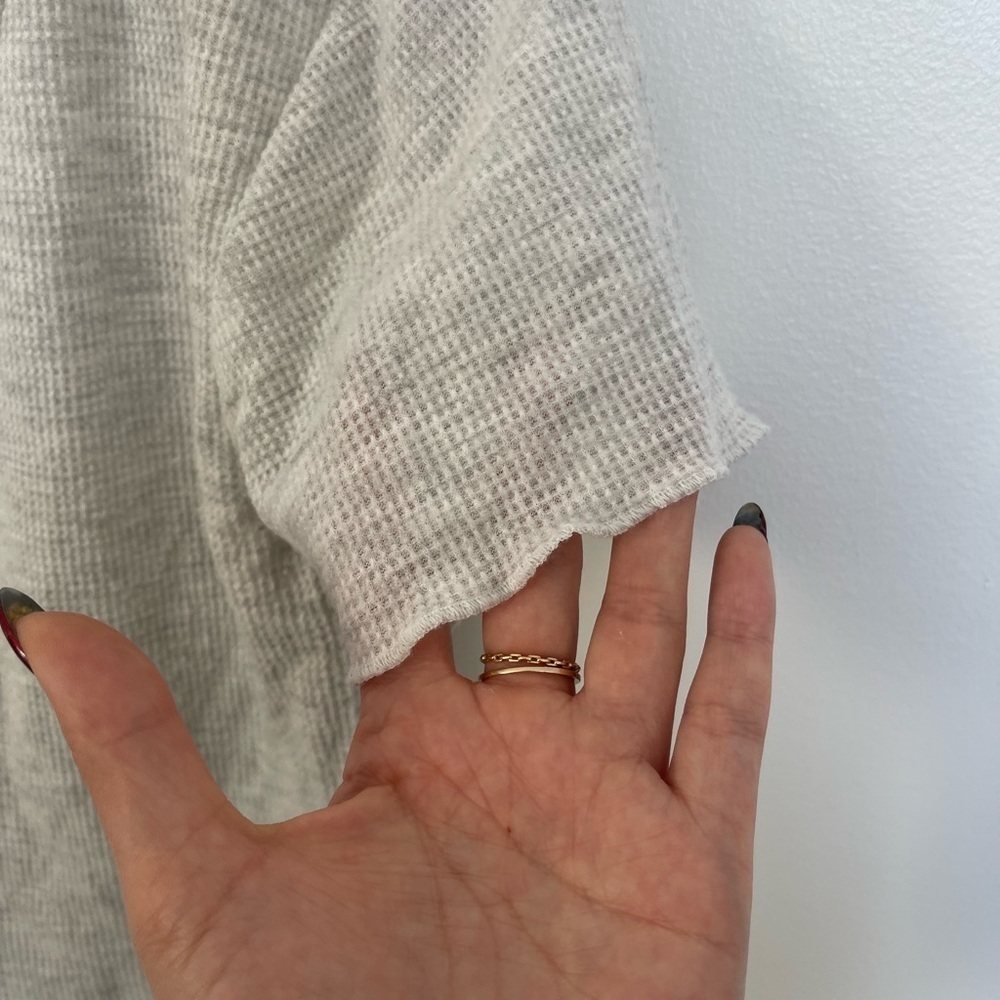 Poof NY Mini Waffle Gray Cropped Tee Shirt - Picture 3 of 5